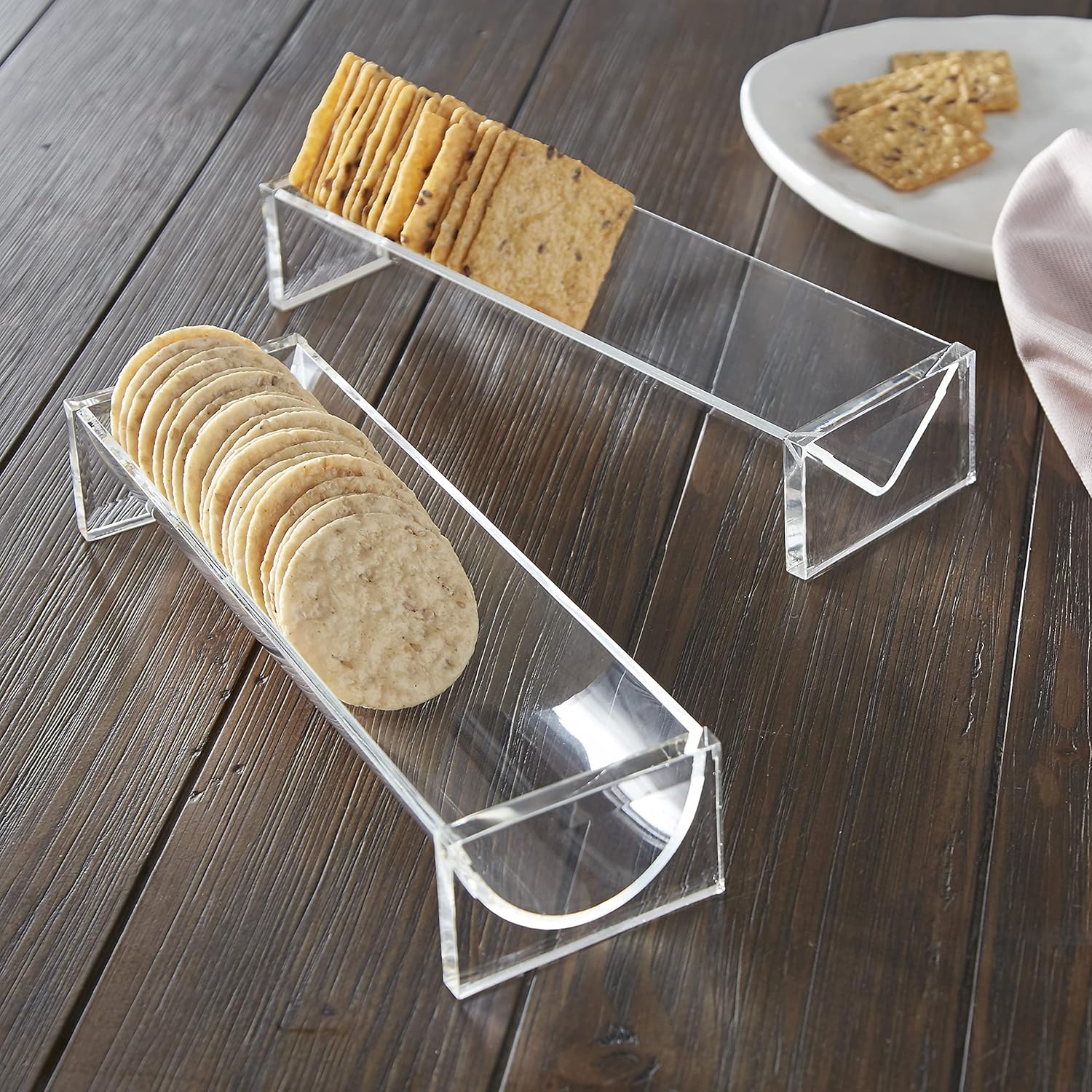 Huang Acrylic Juego de bandejas transparentes para queso y galletas (juego de soporte para galletas)