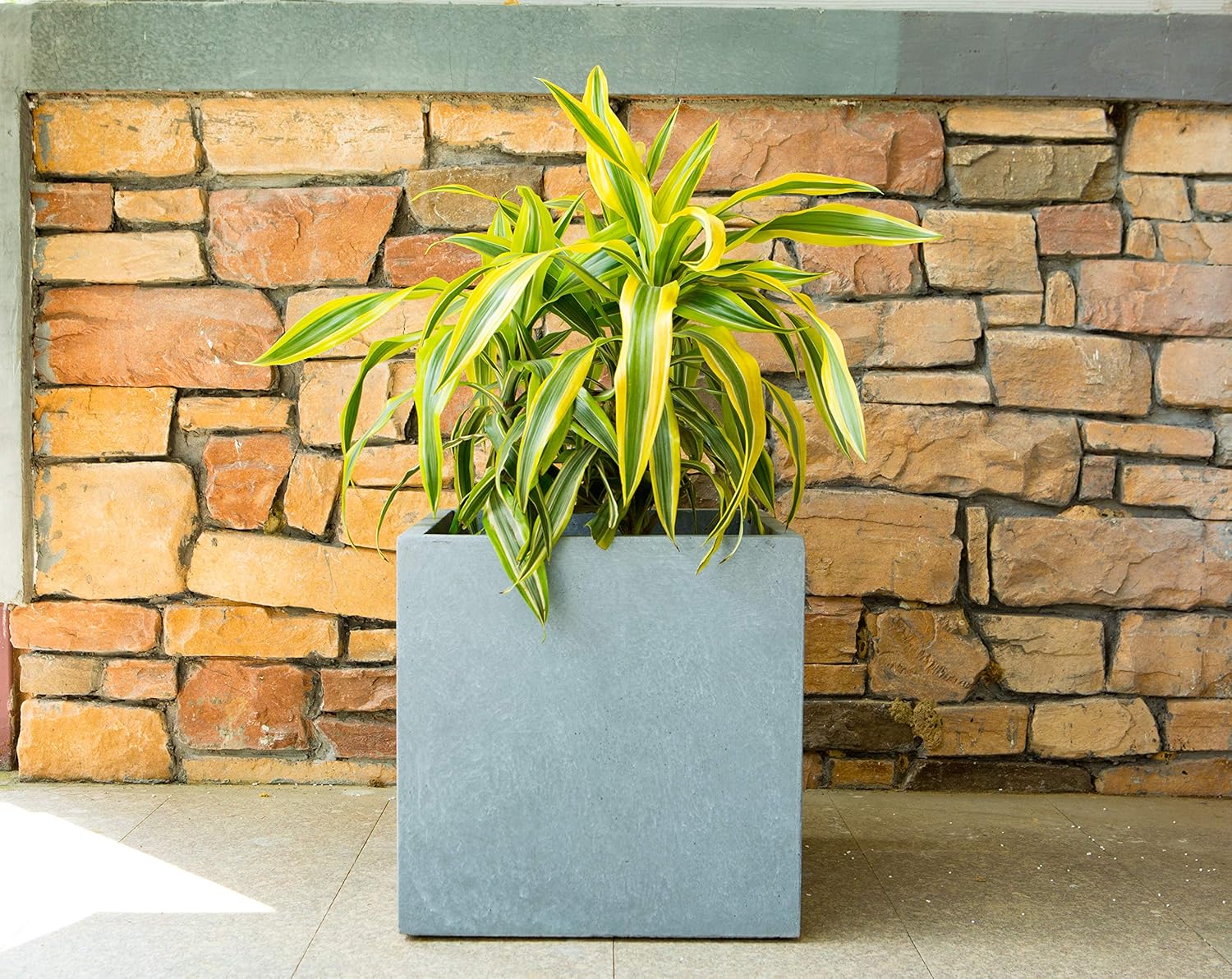 10″ W cuadrado gris pizarra ligero hormigónfibra de vidrio interior al aire libre elegante plantador moderno