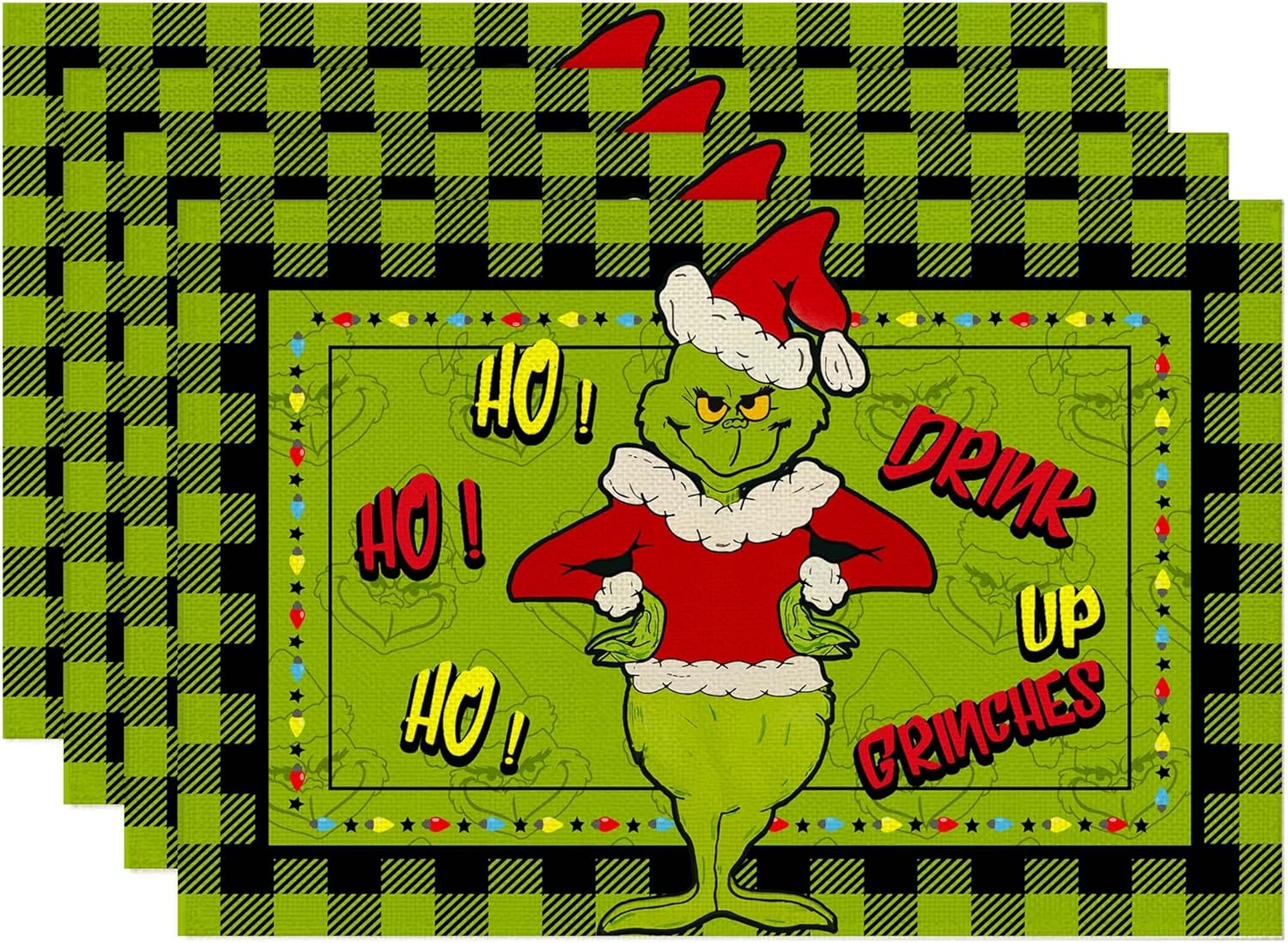 Juego de 4 manteles individuales de Navidad de 12 x 18 pulgadas, manteles individuales de Navidad para decoración de fiestas, cocina, comedor