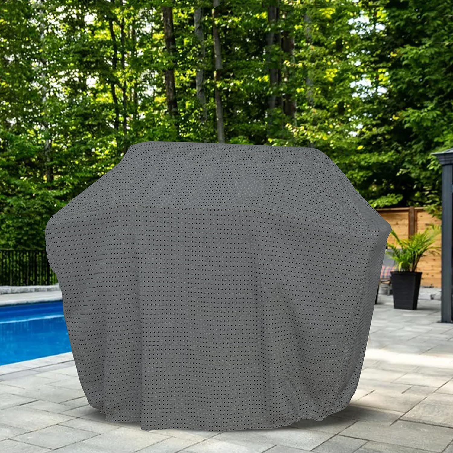 Covers & all Duro Pro – Funda para parrilla de barbacoa con elástico, 160 GSM, tela transpirable no tejida, impermeable, resistente a los rayos UV,