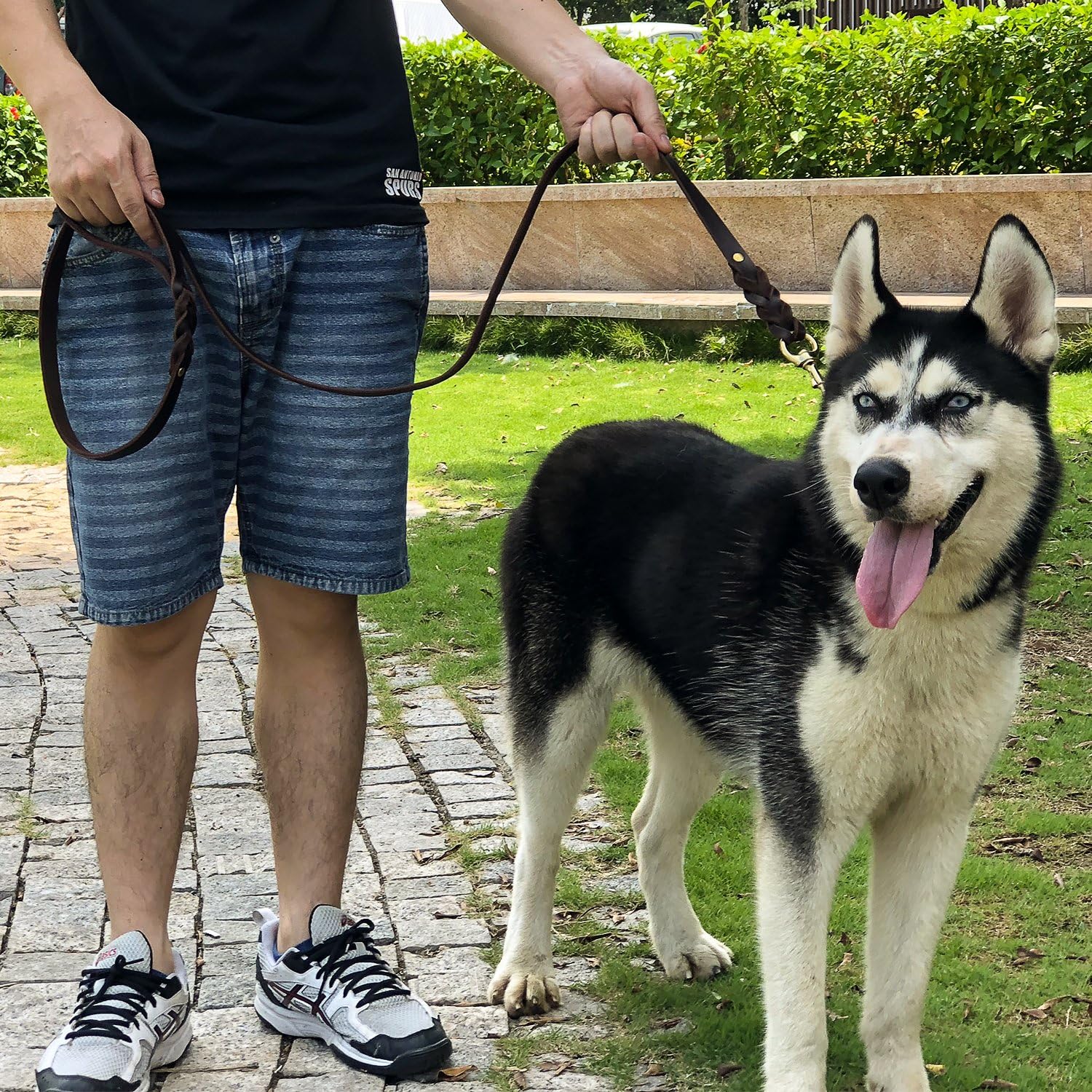 FAIRWIN Correa de cuero para perros de 6 pies  Correa de cuero trenzada para entrenamiento de perros  Correa de perro resistente, suave y cómoda