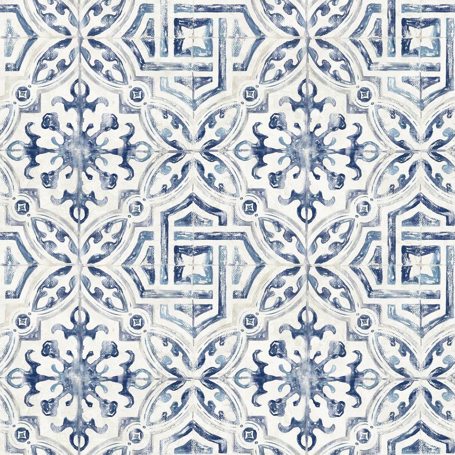 NuWallpaper NUS4396 Landondale – Papel pintado para despegar y pegar, color azul y blanco