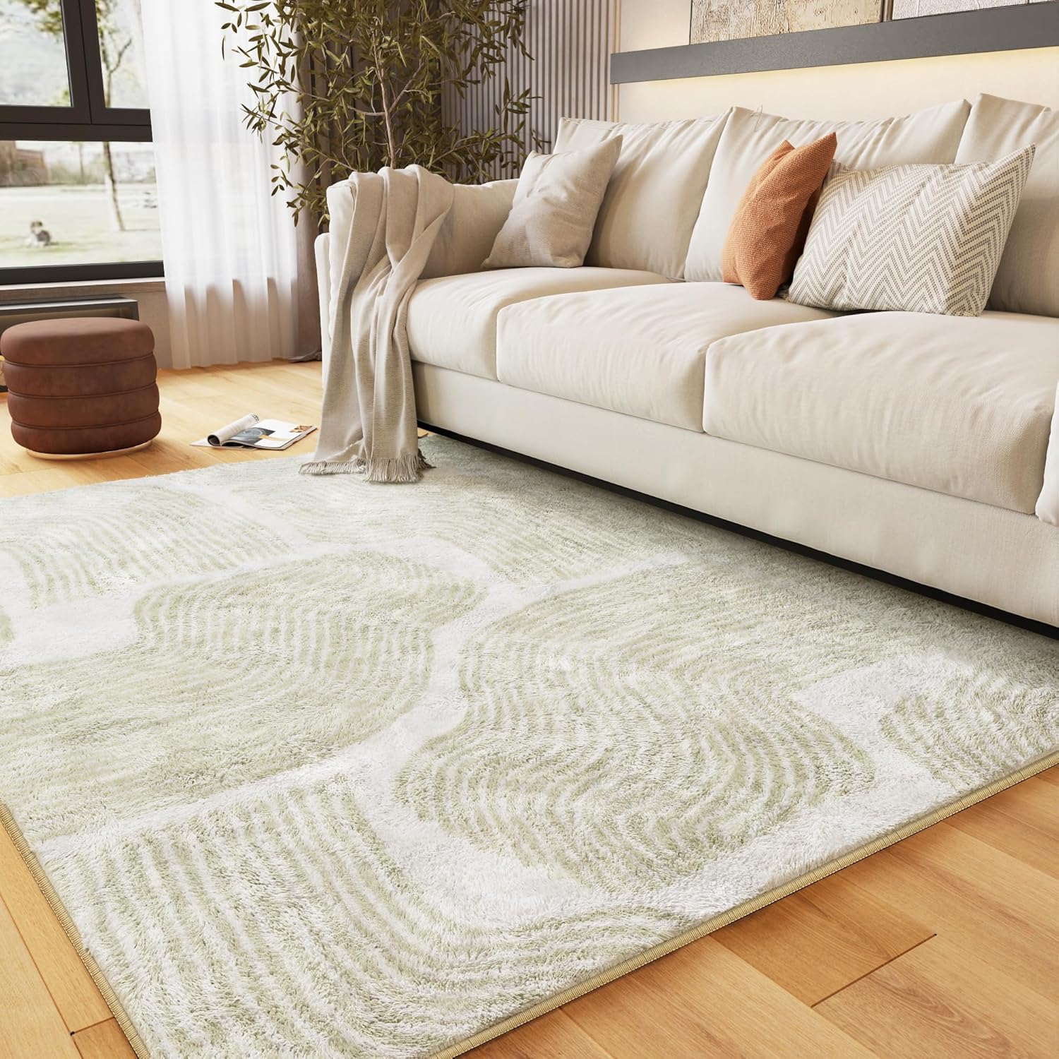 Zen Garden – Alfombra ultrasuave de 4 x 6 pies, antideslizante, resistente a las manchas, alfombra de área lavable para sala de estar, alfombra para