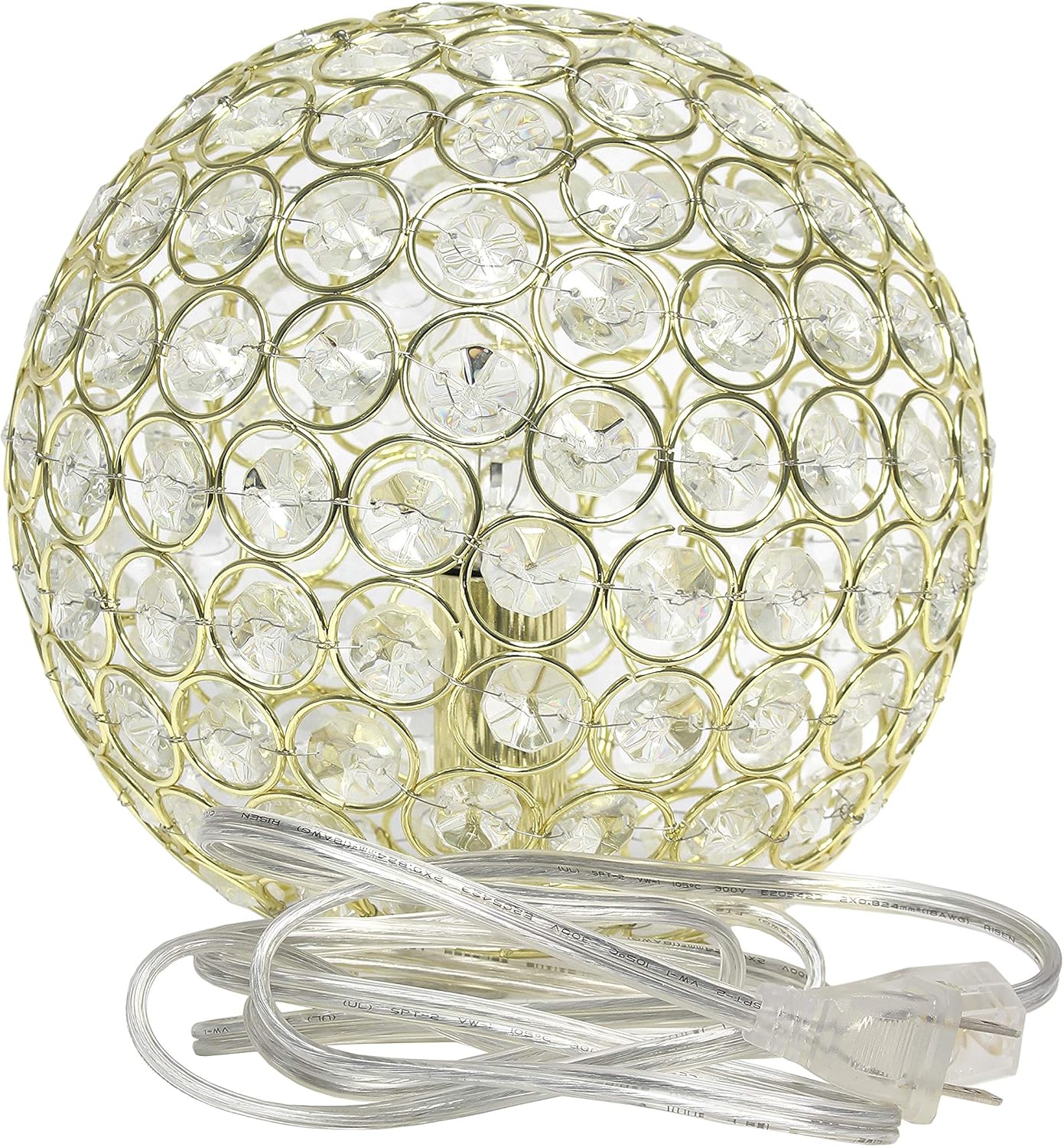 Diseños elipse elegantes, lámpara de mesa de lentejuelas de cristal, de 20 cm (8 pulgadas).