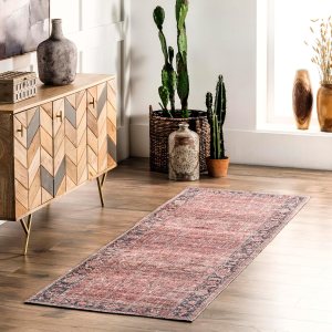 nuLOOM Katie Alfombra de pasillo con borde envejecido, lavable a máquina, 2 pies 8 pulgadas x 8 pies, color óxido nuLOOM Katie Alfombra de pasillo con borde envejecido, lavable a máquina, 2 pies 8 pulgadas x 8 pies, color óxido