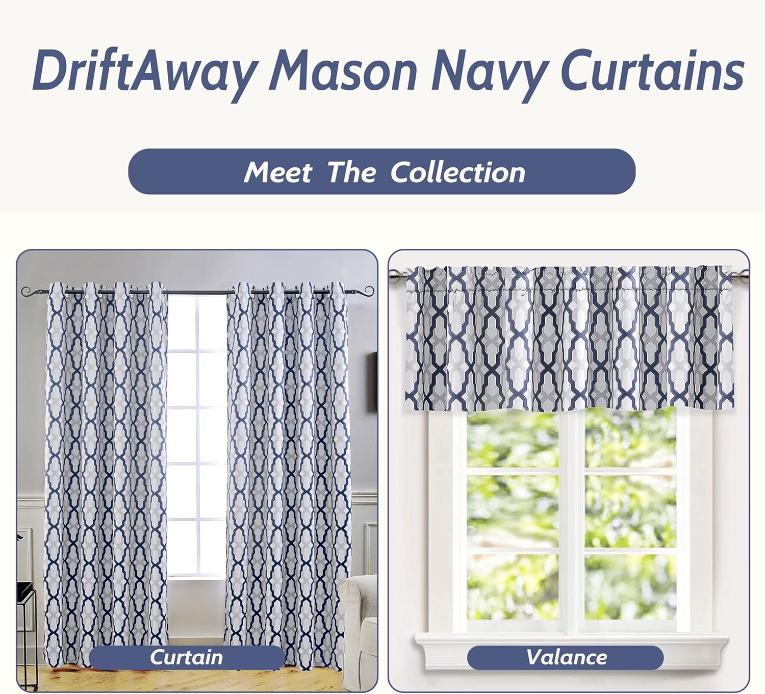 DriftAway Cortina opaca para ventana, cortina de puerta para sala de estar, armario, cortina de puerta corrediza para dormitorio, patrón geométrico