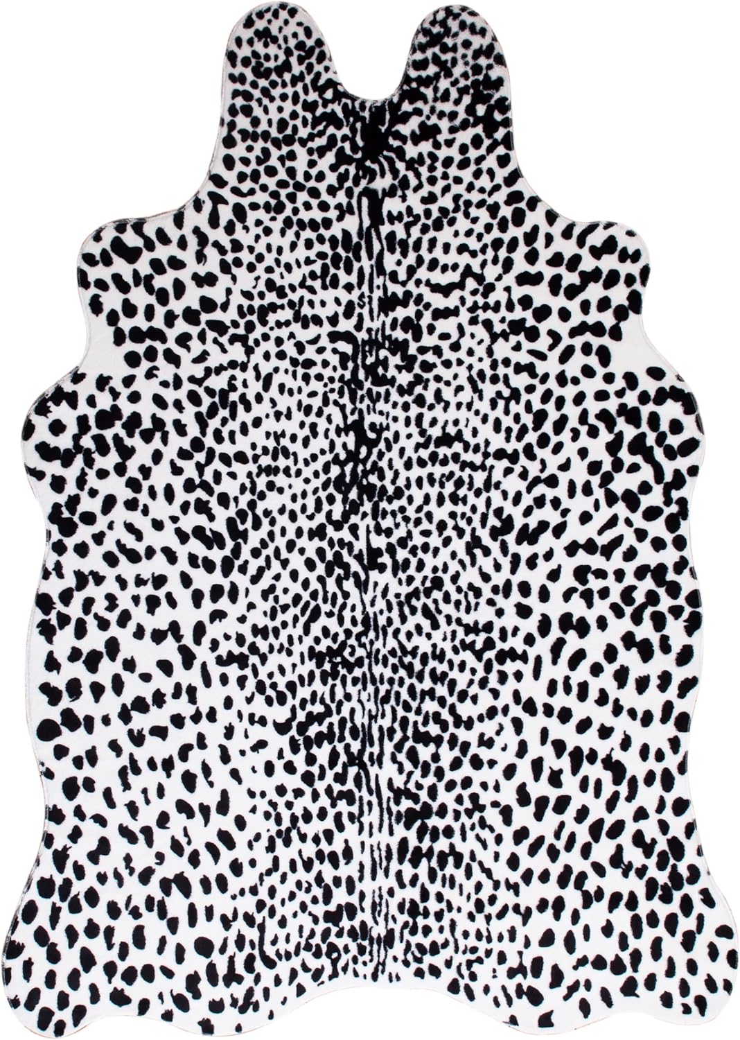 MustMat Alfombra sintética de animales con estampado de leopardo blanco y negro, para sala de estar, aproximadamente 4.5 x 6.2 pies