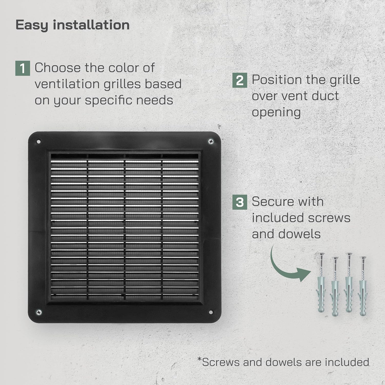 Vent Systems 10 x 10 pulgadas – Cubierta de ventilación de aire – Negro – Rejilla de ventilación de aire – Cubierta de parrilla – Pantalla de