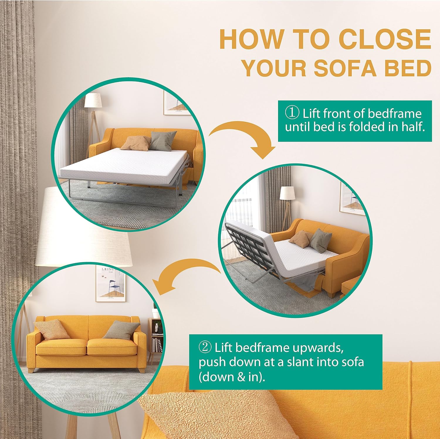 Repuesto de colchón de espuma viscoelástica de 4.5 pulgadas con tela sin fibra de vidrio y funda lavable para sofá cama y sofá cama, tamaño