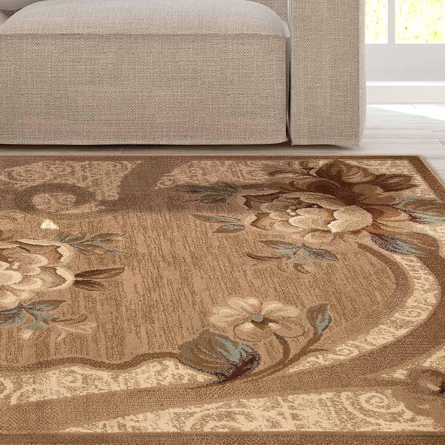SUPERIOR Alfombra de interior de 5 x 8 pies con respaldo de yute, decoración moderna para el piso del hogar, pasillo, sala de estar, cubierta de