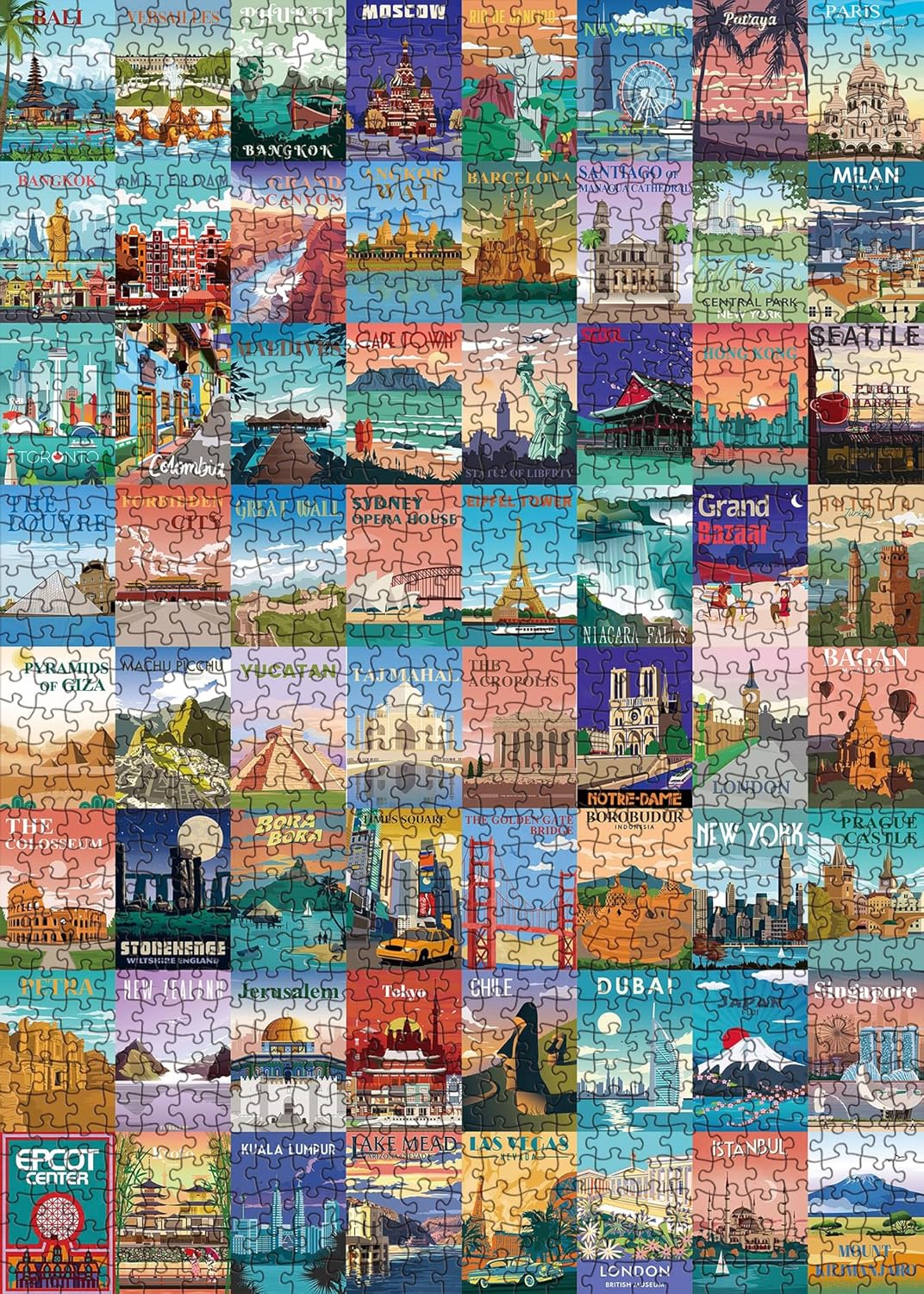World Landmarks – Rompecabezas de viaje de 1000 piezas para adultos, rompecabezas de escena de paisaje de las atracciones turísticas más visitadas