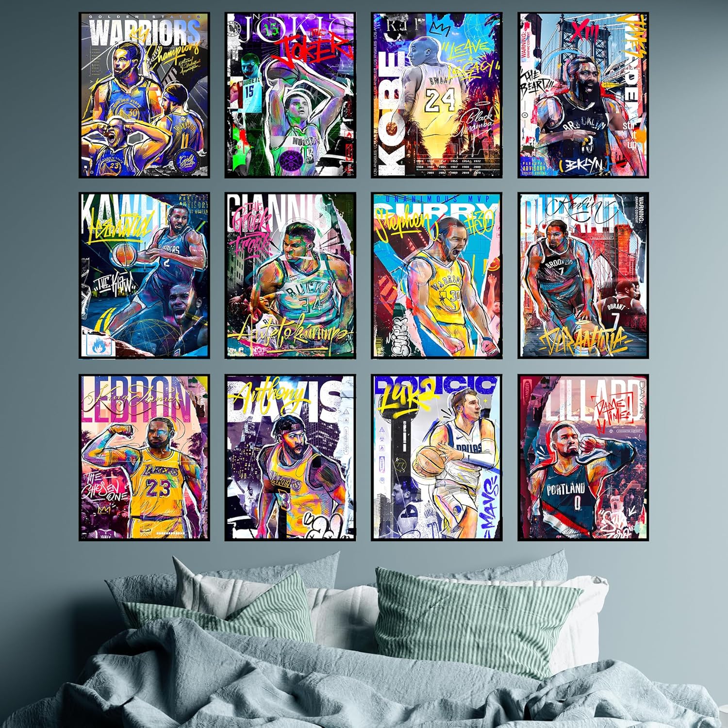 Bigwig Prints Juego de pósteres de baloncesto  Pósteres de baloncesto para dormitorio de niños, arte de pared de baloncesto, pósteres de la NBA para