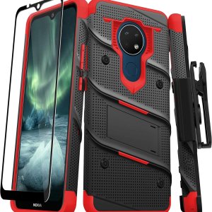 ZIZO Bolt Series – Funda para Nokia C5 Endi con protector de pantalla y cordón de soporte, color negro y rojo ZIZO Bolt Series – Funda para Nokia C5 Endi con protector de pantalla y cordón de soporte, color negro y rojo