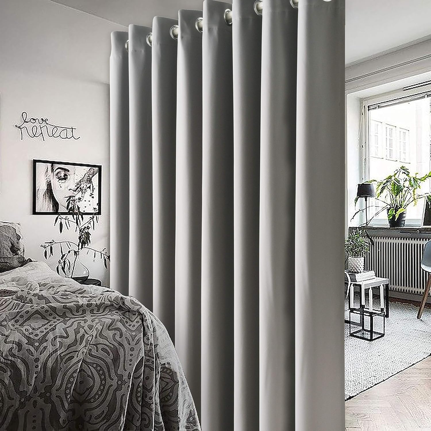 WONTEX Cortinas blackout, división de habitación, para dormitorio y sala de estar, 1 panel