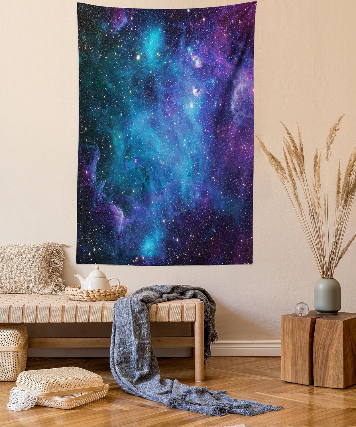 Ambesonne Tapiz del espacio exterior, estrellas galaxias en el espacio, planetas astronómicos celestiales en el universo, Vía Láctea, decoración de