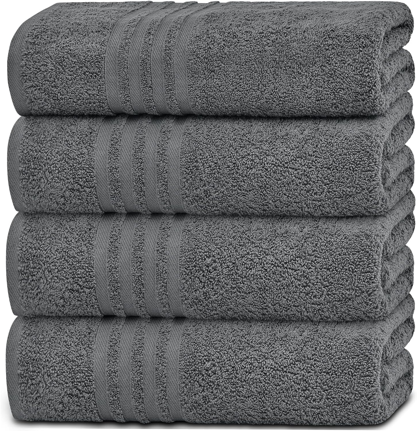 White Classic Wealuxe – Juego de 4 toallas de baño de algodón para hotel, gimnasio, spa, toallas suaves y extraabsorbentes, de secado rápido, para
