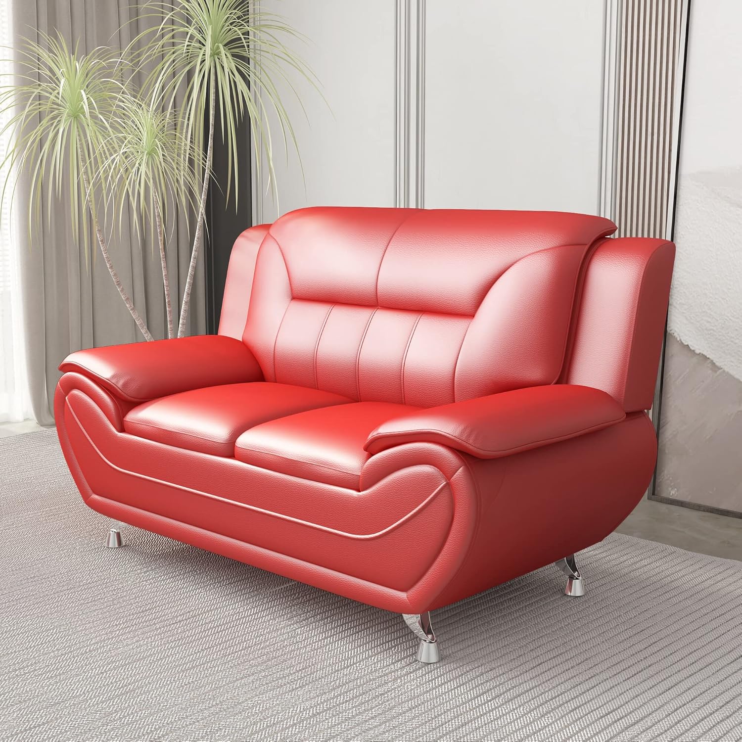 US Pride Furniture Michael Collection – Sofá de piel sintética de estilo moderno, versátil pieza decorativa de 2 plazas para sala de estar,