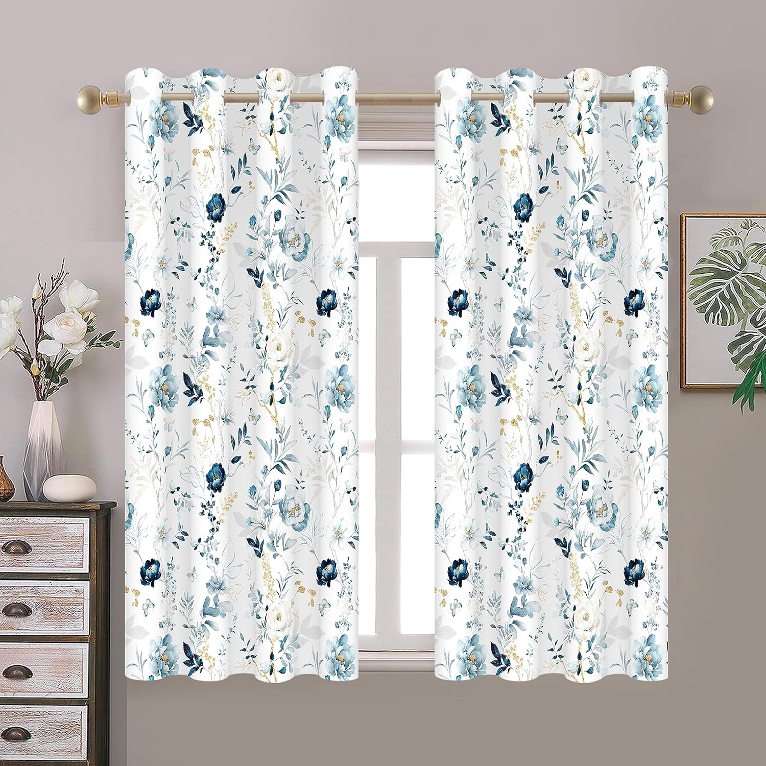 Tititex Elegantes cortinas opacas de 63 pulgadas de largo, juego de 2 paneles para puerta corredera de patio, cortinas con aislamiento térmico con