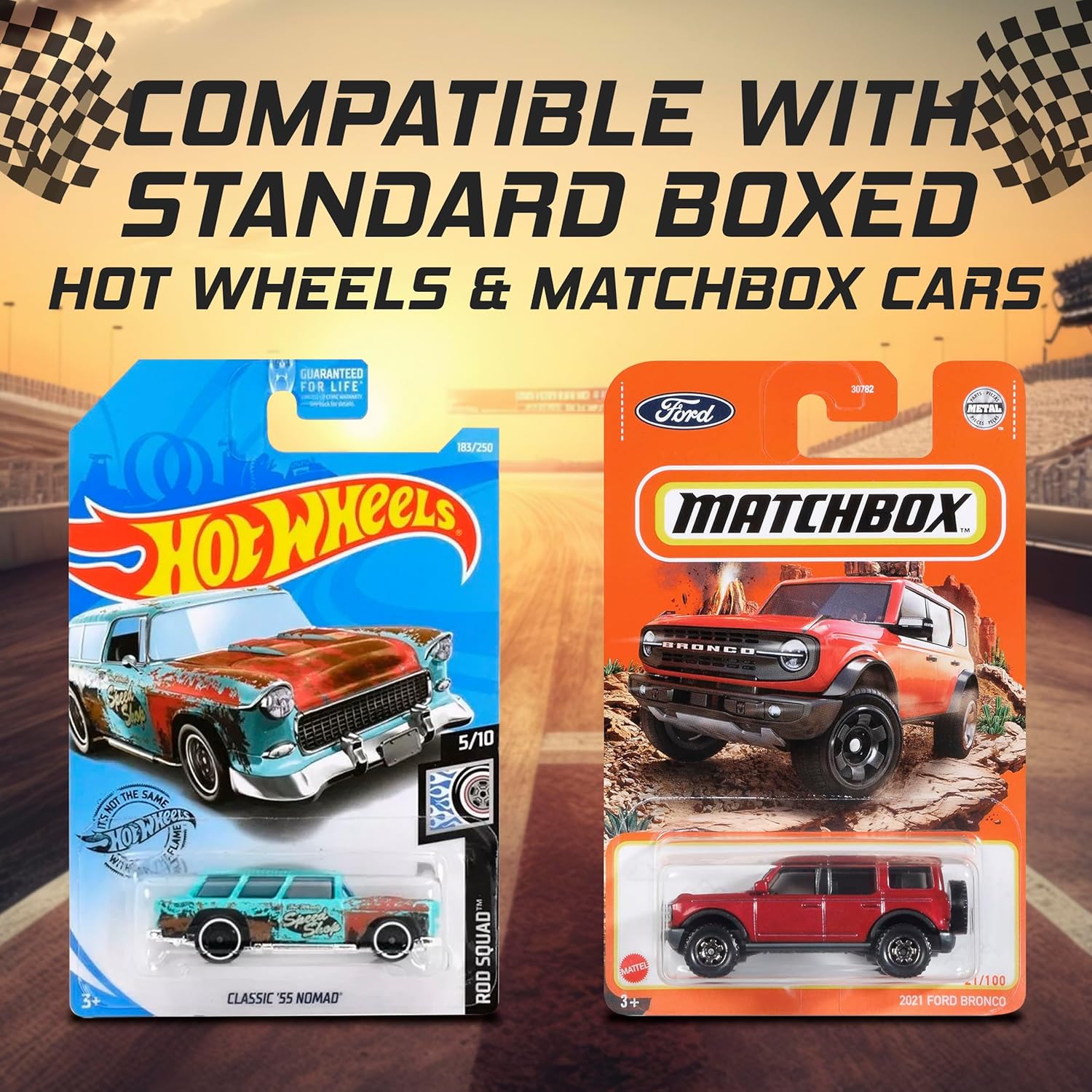 Modelo Car Display Case – Soporte de pared para hasta 50 coches, compatible con Hot Wheels Matchbox Packaged Cars – Organizador de coche de juguete