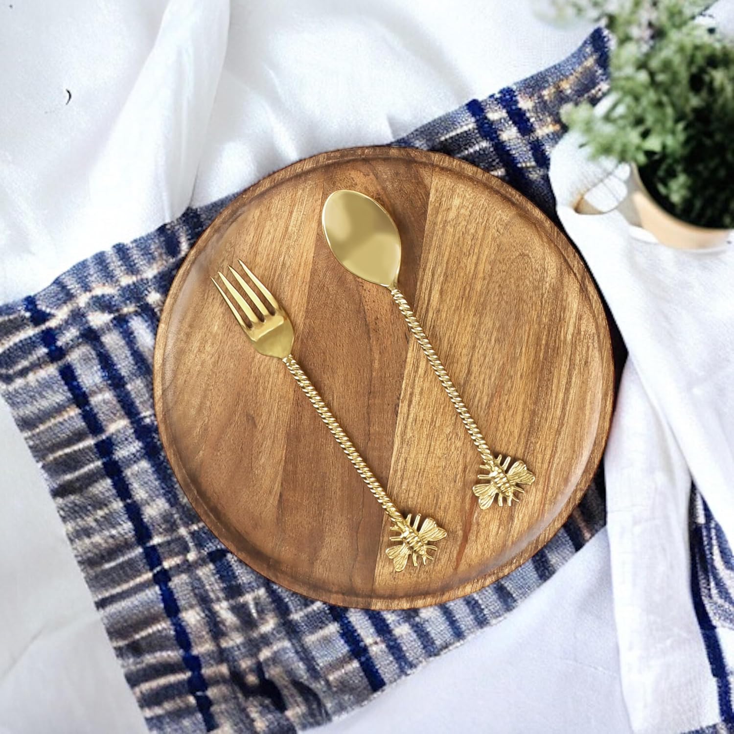 Juego de 4 platos redondos de madera de mango, de 9 pulgadas para servir embutidos, sushi, postre, pan de madera, tabla de servir charcutería para