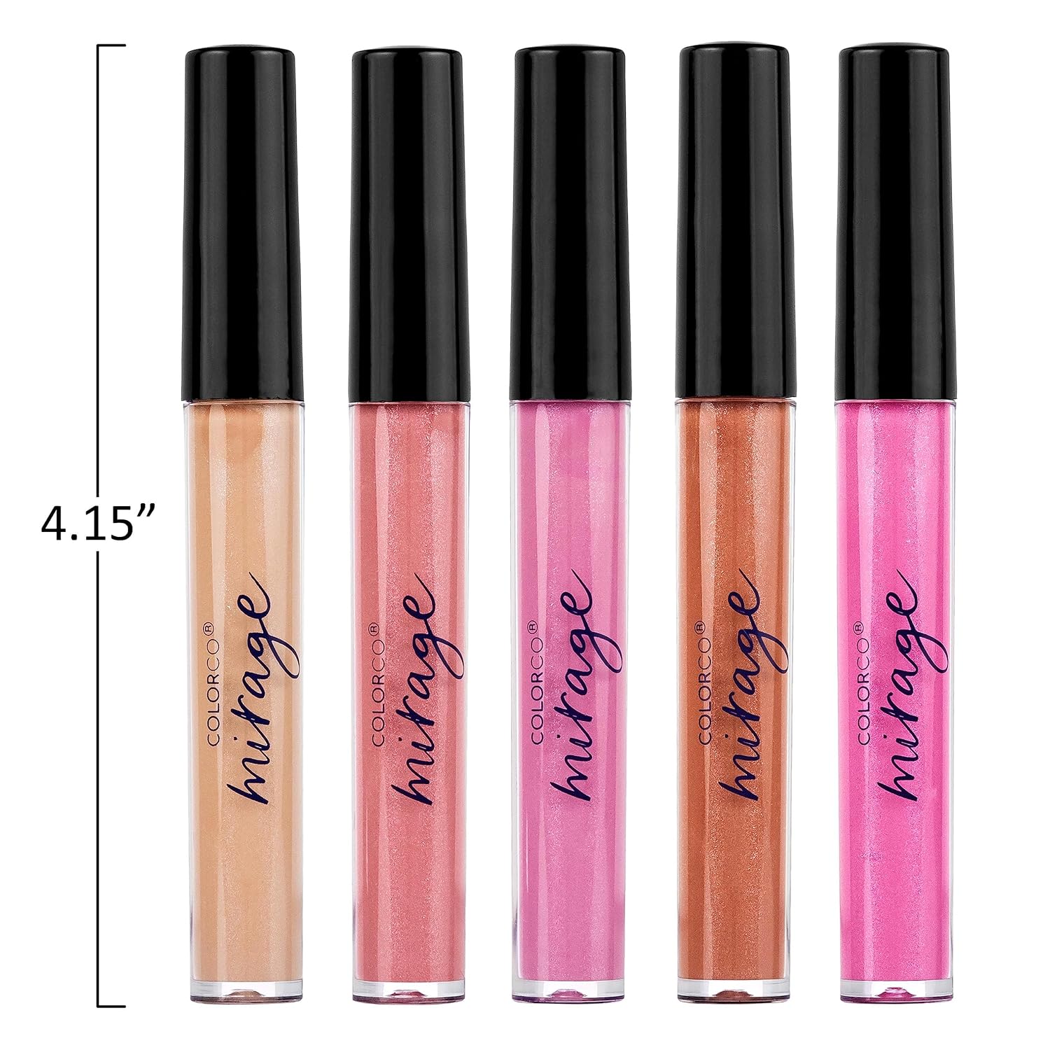 Expressions – Colección Mirage Lip Gloss de 5 piezas, paquete de 5 brillos de labios, tubos surtidos de brillo de labios con varita, juego de brillo