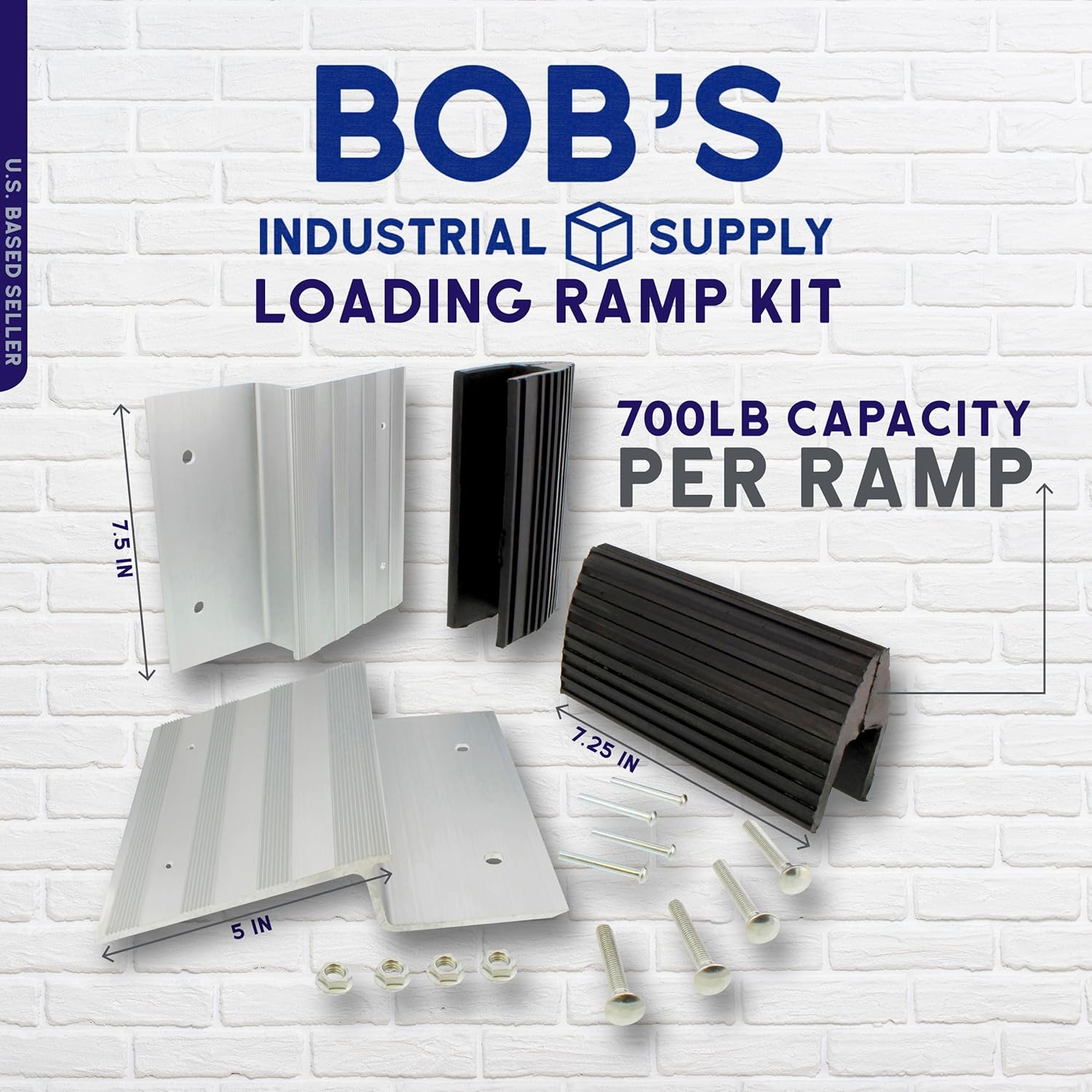 BISupply Extremos de rampa de carga para camiones soporte de rampas de aluminio de 8 pulgadas y pies de goma para automóvil, camiones, remolque,