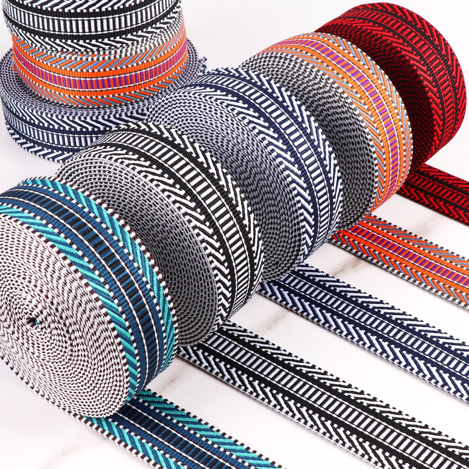 Correa jacquard de 1.5 pulgadas, azul marino, 6 yardas, cinta de jacquard de algodón, correas de nailon de 1 12 pulgadas para correa, cinturón,