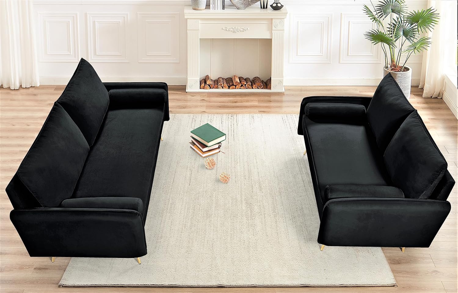 US Pride Furniture Kent Lujoso sofá biplaza de terciopelo europeo, muebles de sala de estar contemporáneos con patas cónicas, estilo vintage