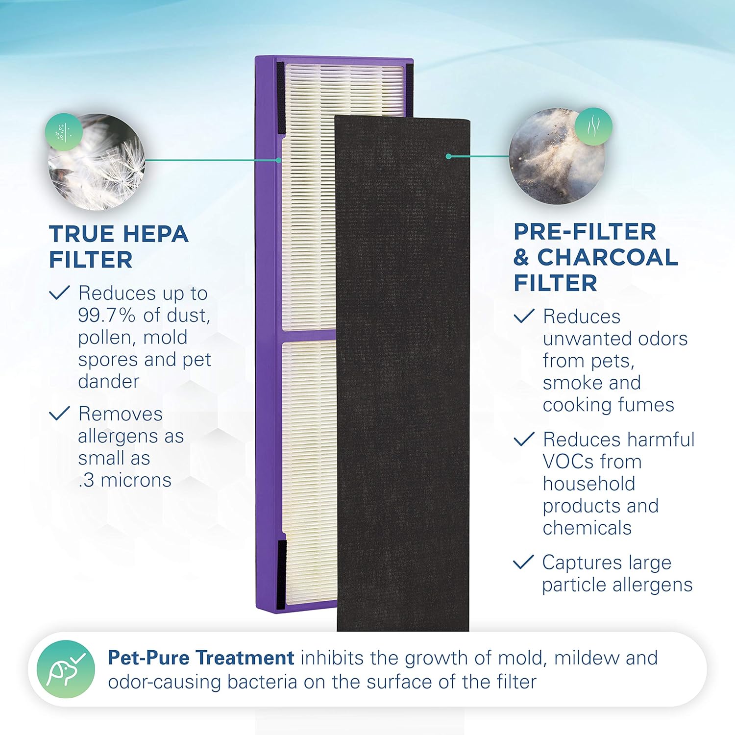 Germ Guardian – Purificador de aire con filtro HEPA 13, elimina el 99.97% de los contaminantes y filtro B Pet Pure HEPA Genuine Air Purifier