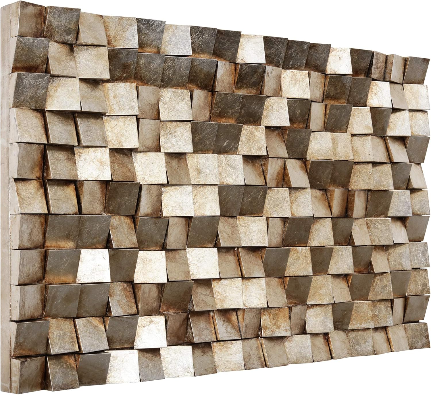 Empire Art Direct Bloques resistentes con hoja de oro 3D arte de pared de madera 3D listo para colgar, 48 x 30 pulgadas, texturizado I
