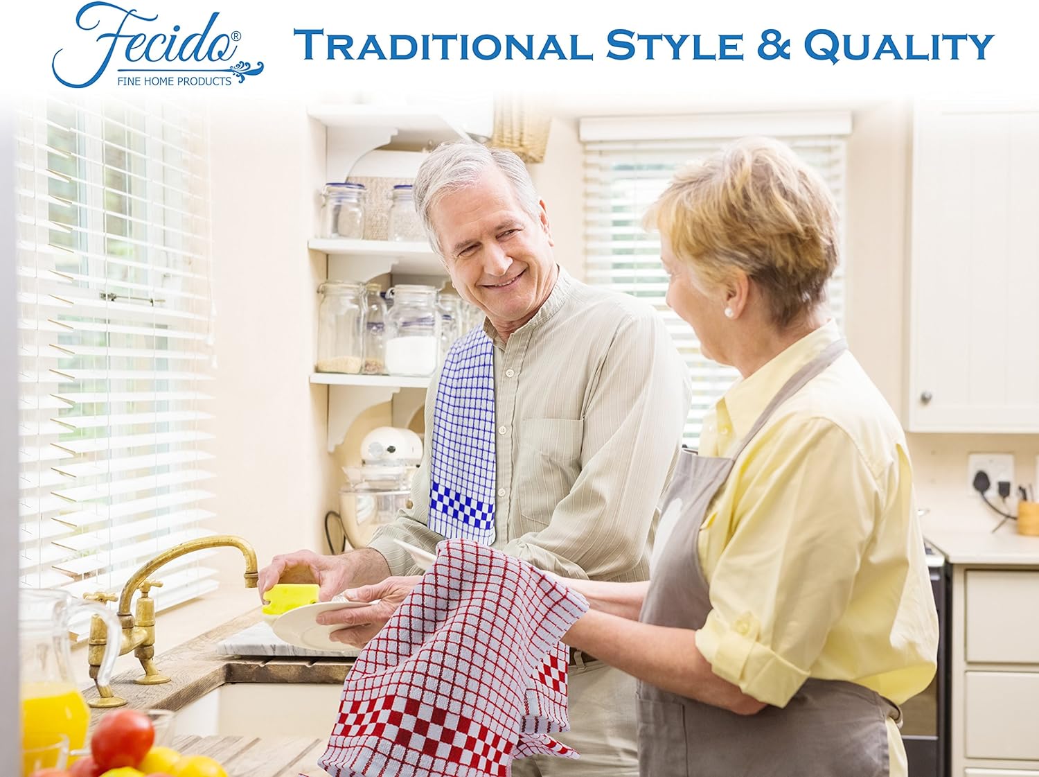 Paños de cocina clásicos Fecido Classic Collection resistentes, superabsorbentes y hechos 100% algodón. Paños de cocina de grado profesional hechos