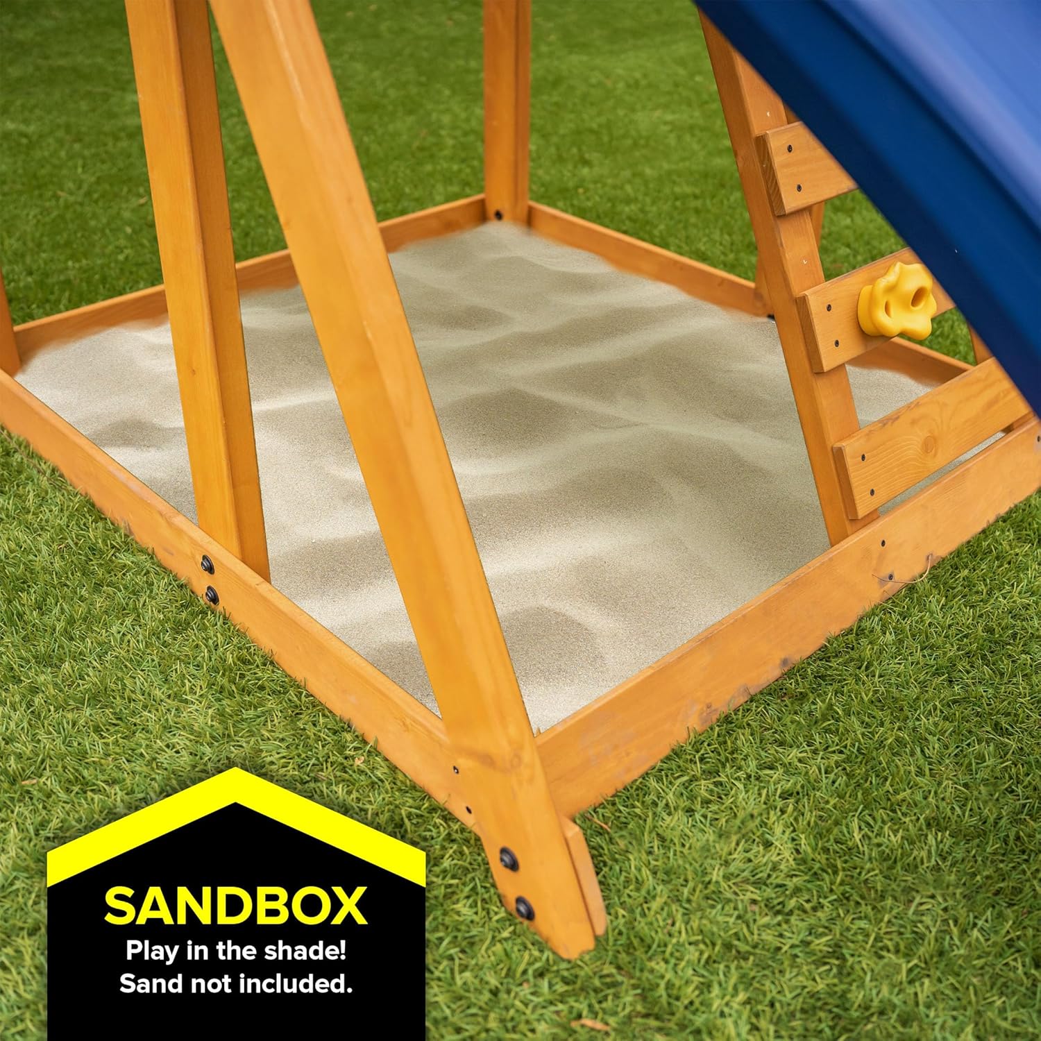 Sportspower Augusta – Juego de columpios de madera con marco en A resistente y tobogán de doble pared de 6 pies, kit de anclaje incluido