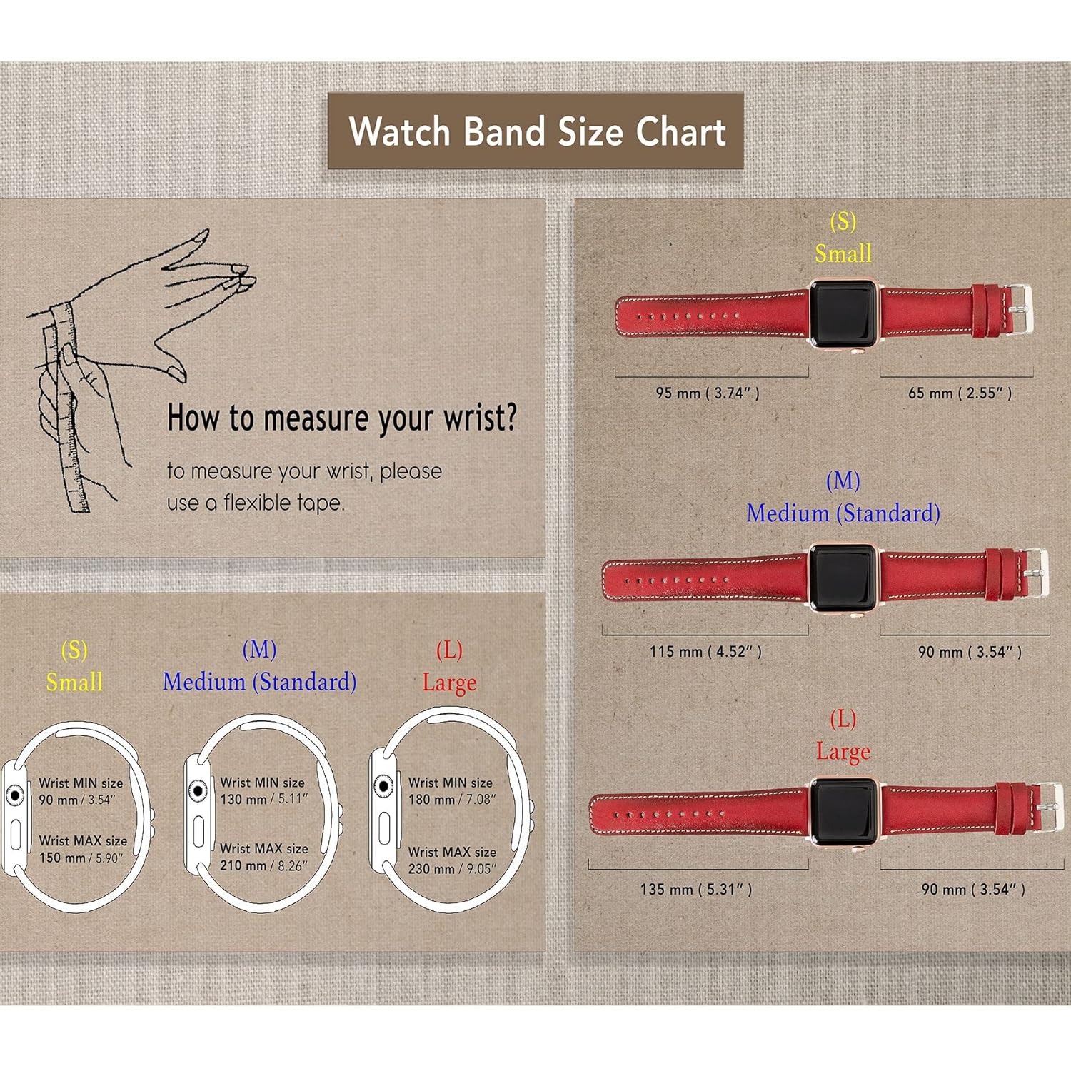 Cuff Watch Band Compatible with Apple 41mm for men & women, Handmade Genuine Leather, Compatible with iWatch Series 7 6 5 4 3 2 1 SE, Wrist Bracelet