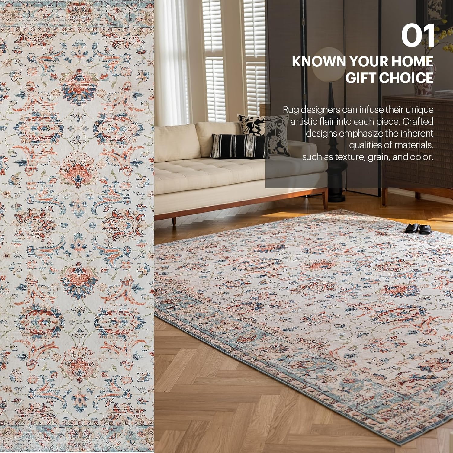 OMERAI Alfombra de área de 5 x 7 pies para dormitorio, alfombra lavable para sala de estar, cocina, comedor, antideslizante, decoración del hogar,