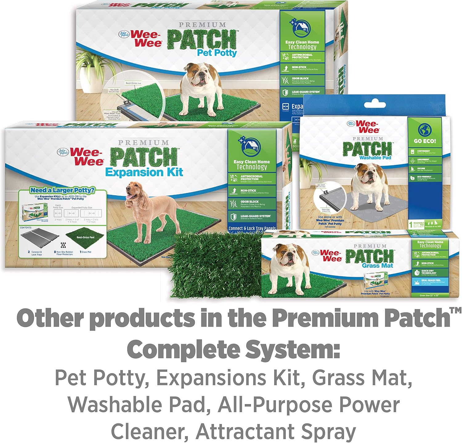 Four Paws Wee-Wee Premium Patch Pet Kit de expansión del sistema de orinal para mascotas, 24.5 x 23 pulgadas