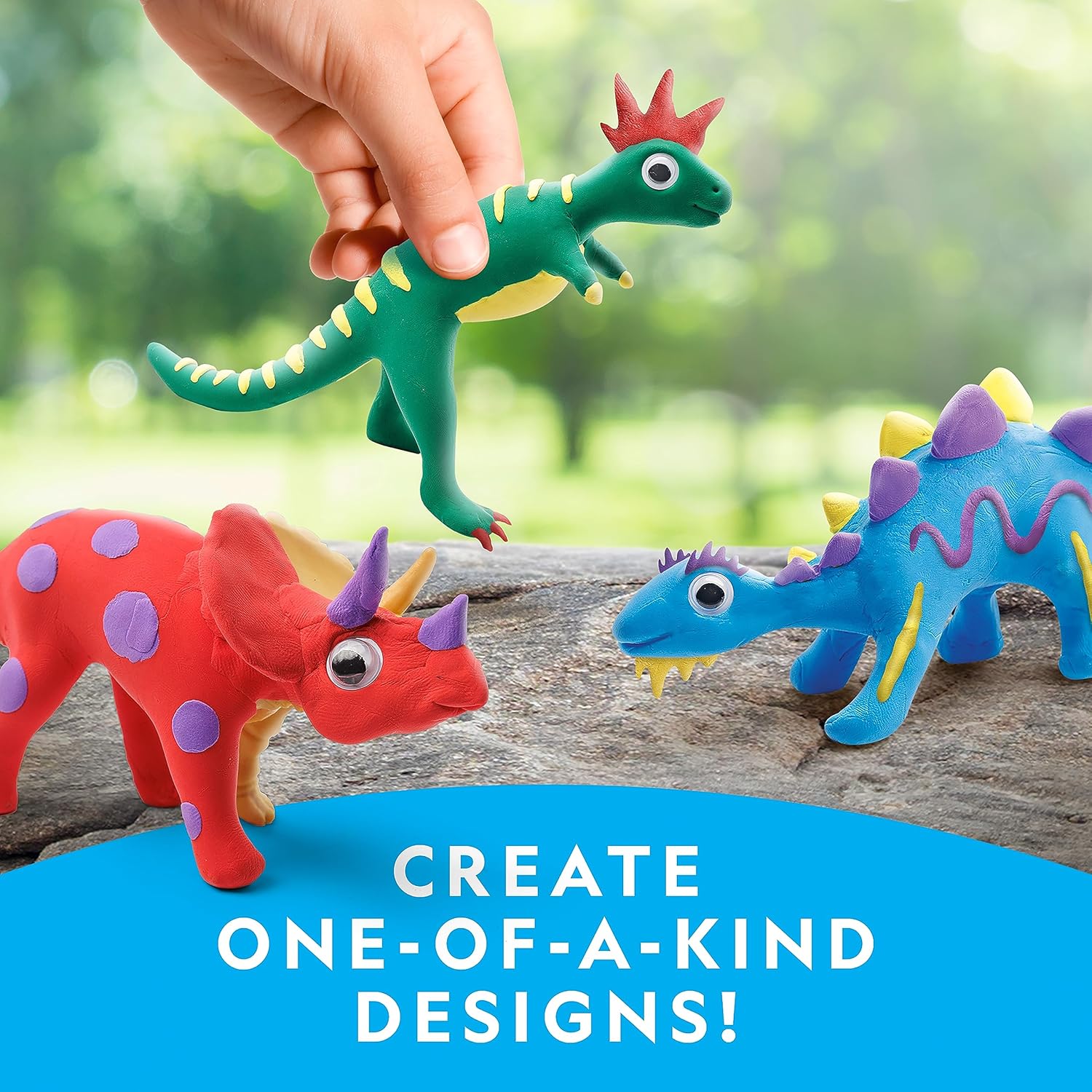 NATIONAL GEOGRAPHIC Clay Dinosaur Arts & Crafts Kit  Arcilla seca al aire de dinosaurio para niños, kit de manualidades con 5 colores de arcilla, 5
