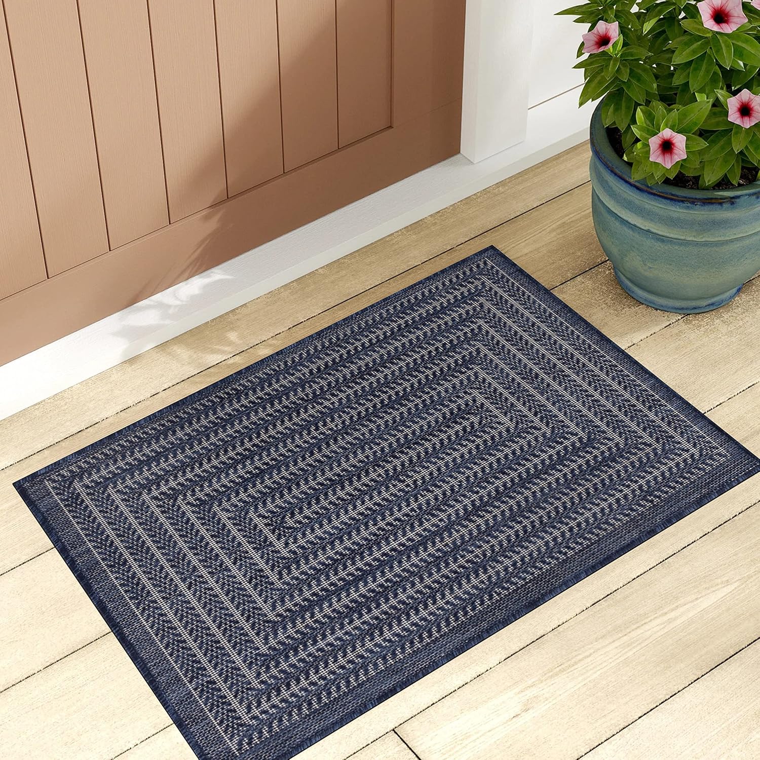 Adiva Rugs – Alfombra para interior y exterior, tapete fácil de limpiar, resistente a la intemperie y las manchas, para comedor, patio, terraza,
