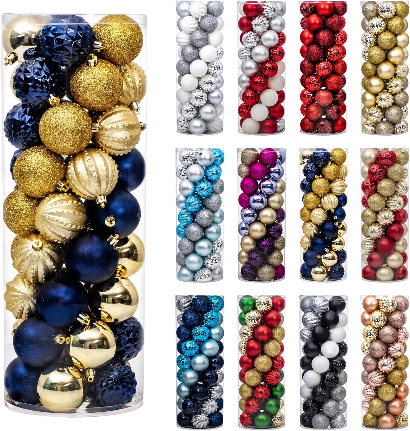 45 adornos de bola de Navidad de 2.36 pulgadas (2.362 in), bolas de plástico inastillables para árboles de Navidad, festivales, fiestas en casa y