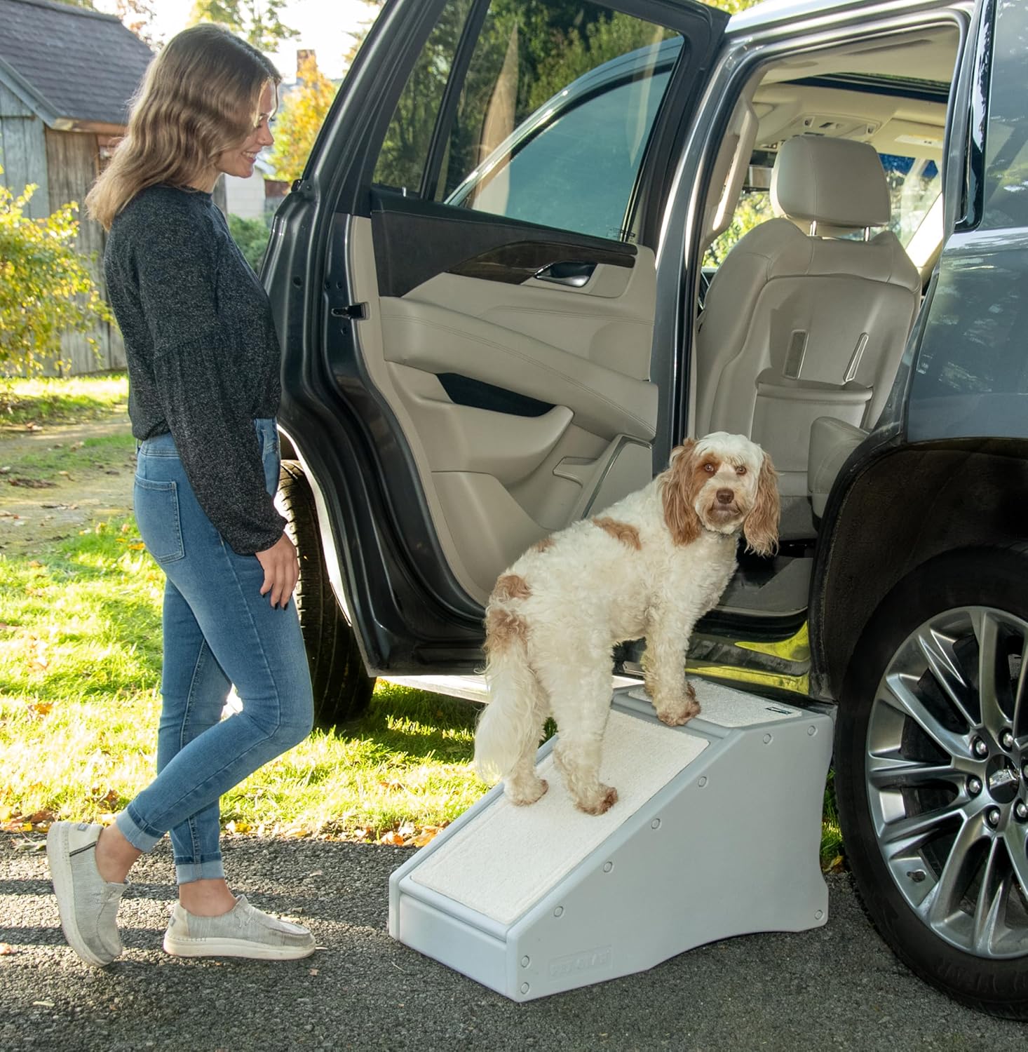 Pet Gear – Combinación de escalera y rampa para perrosgatos, fácil paso, ligeroportátil, resistente, fácil montaje (no requiere herramientas), 2