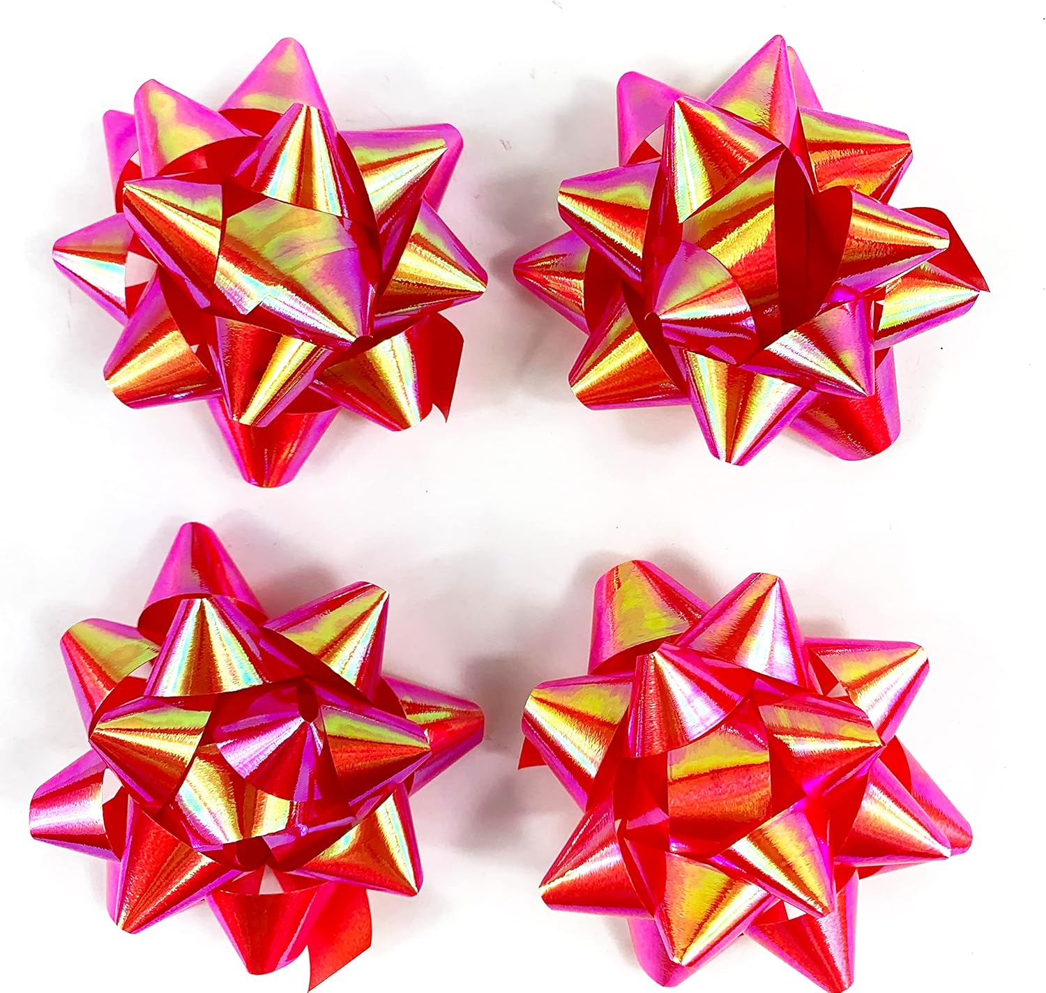Arcos de confeti rojo, lazos de regalo de estrellas, lazos coloridos de 2-34 pulgadas (paquete de 20)