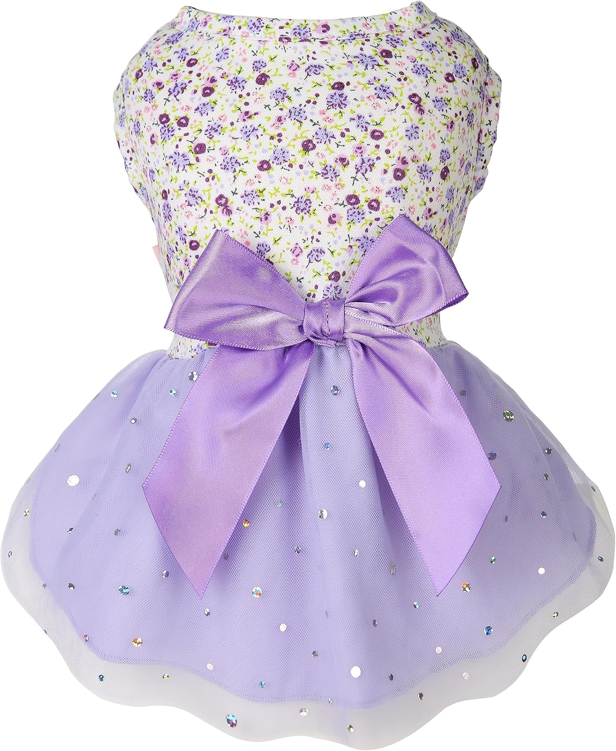 Vestidos para perros pequeños y gatos, lindo vestido de chaleco con lazo, traje floral para chihuahua (suéter morado 2XS)