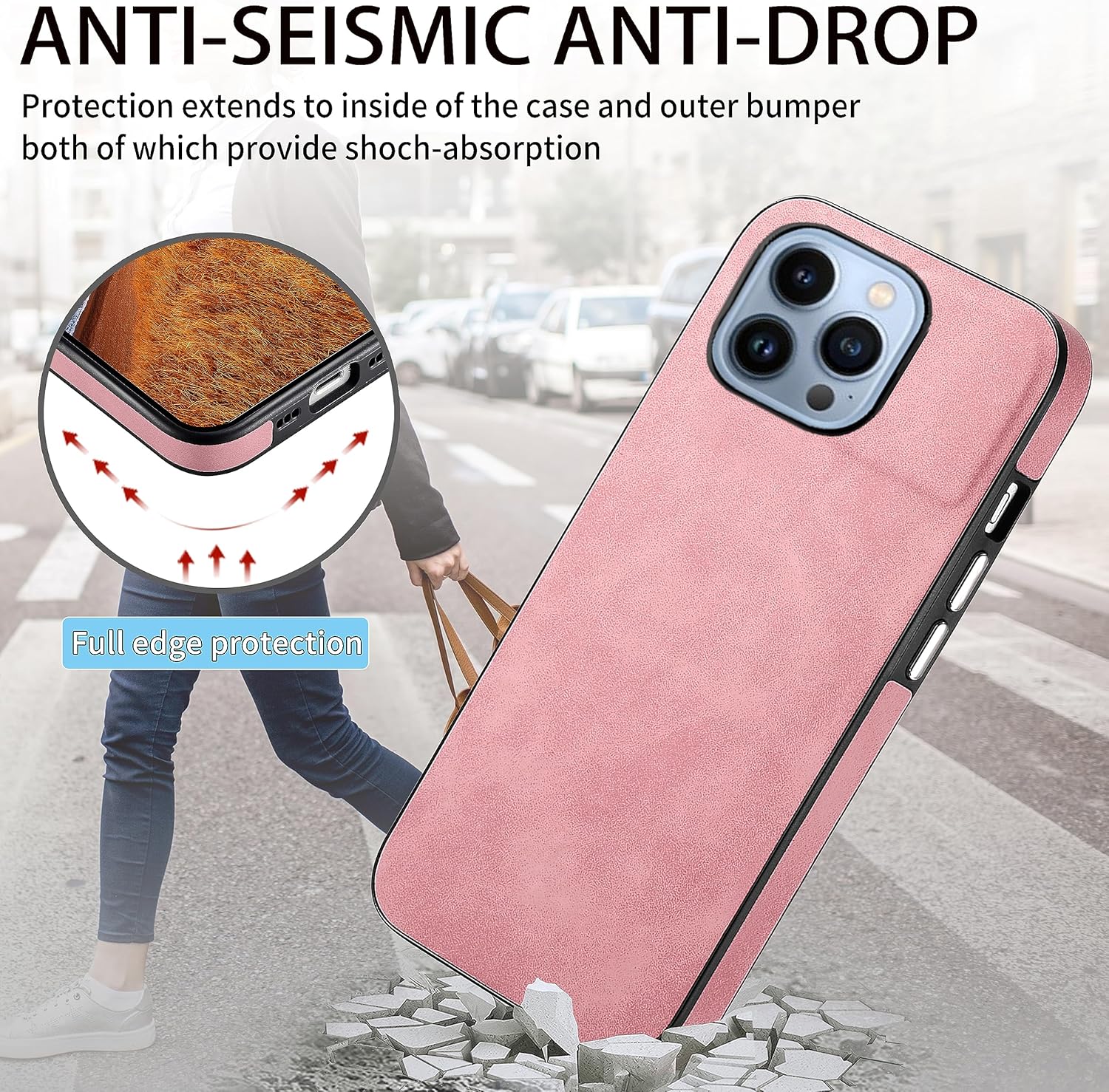 Asuwish Funda de teléfono para iPhone 13 Pro de 6.1 pulgadas con protector de pantalla de vidrio templado y funda de cuero delgada y suave,