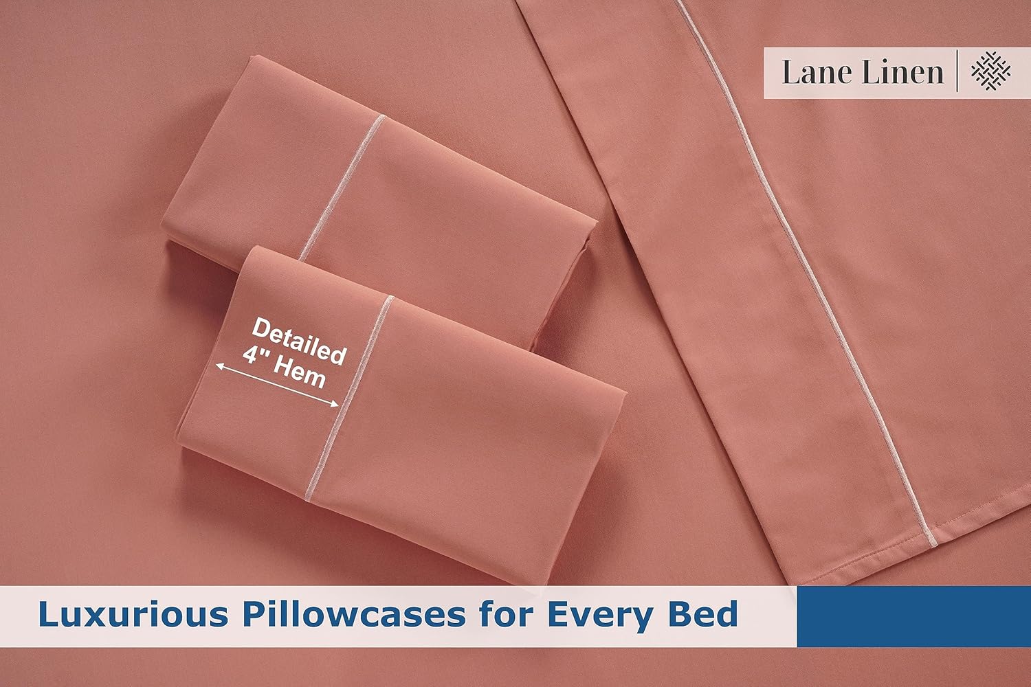 LANE LINEN Juego de 2 fundas de almohada 100% de algodón egipcio, fundas de almohada de tamaño estándar, se adaptan a almohadas estándar y Queen,