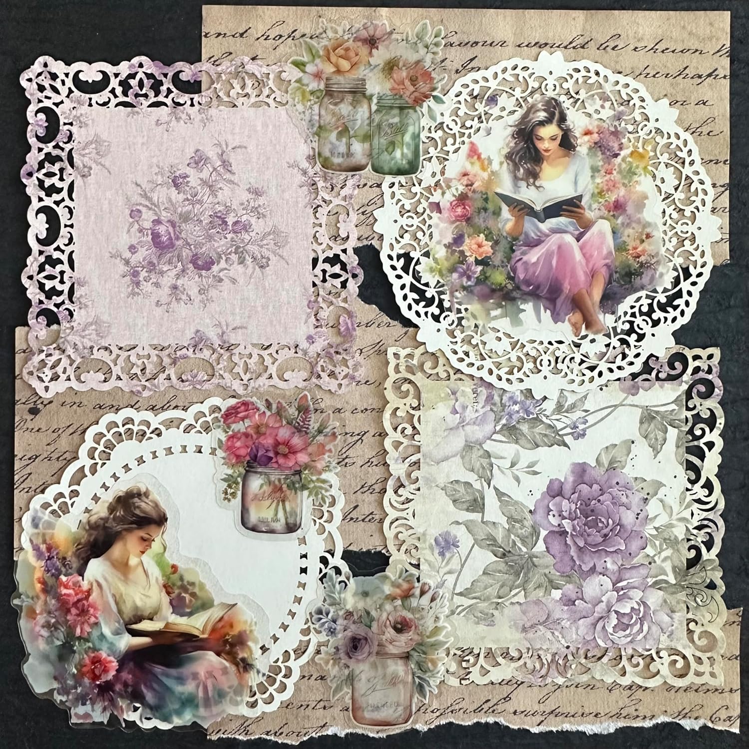 20 piezas de suministros de papel de encaje verde, decoración estética linda vintage para álbum de fotos, cuaderno de bocetos, cuaderno de gratitud,