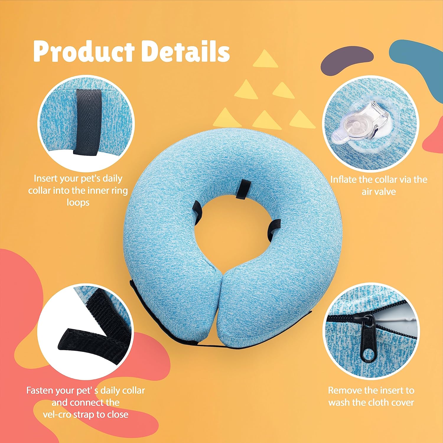 Big Ant Collar inflable protector para perros y gatos, cono suave para perros después de la cirugía, collar de dona para cuello de perro, collar de