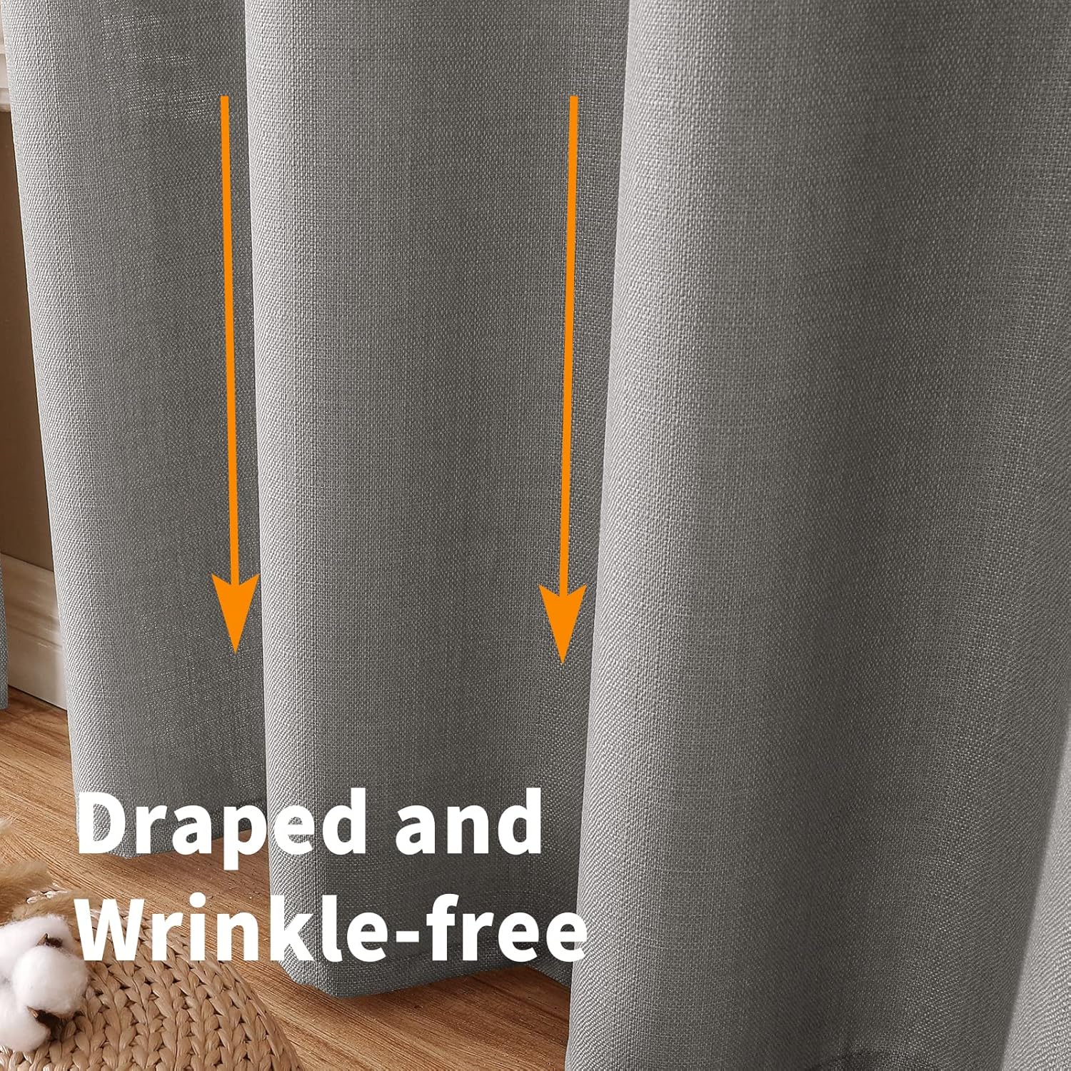 BGment Cortinas de lino de 84 pulgadas de largo, 2 paneles, cortinas largas con pestaña trasera para sala de estar, cortinas texturizadas de