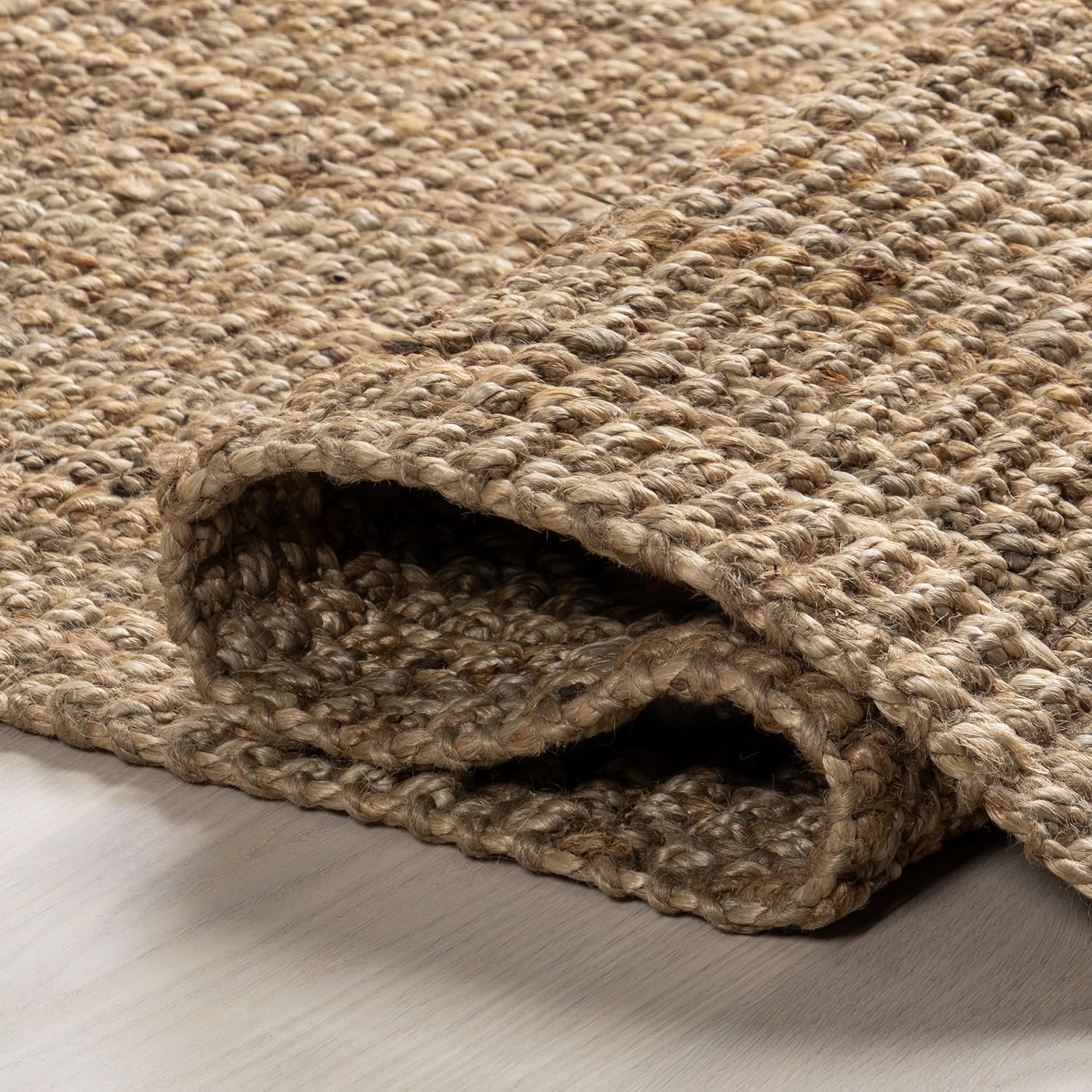 nuLOOM – Alfombra gruesa de yute Daniela Farmhouse de fibra natural, ecológica, hecha a mano, dormitorio, sala de estar, comedor