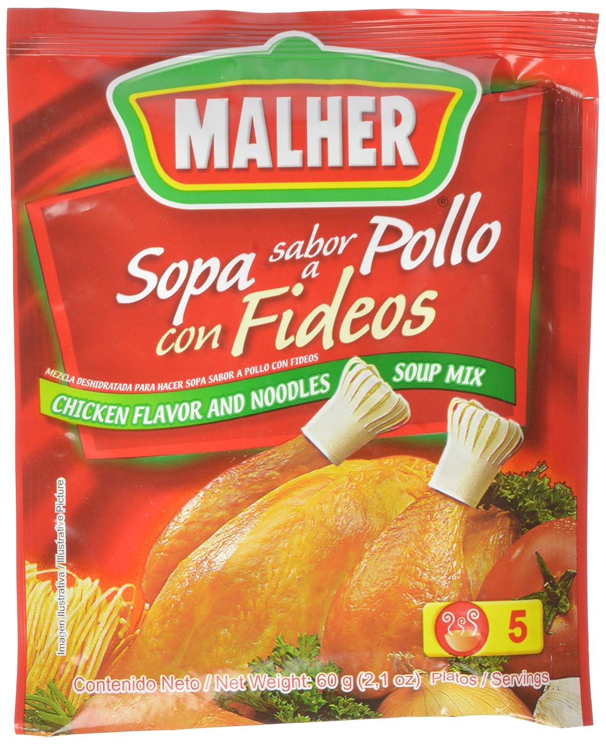 Malher Sopa de fideos con pollo, 2.1 onzas (paquete de 12)