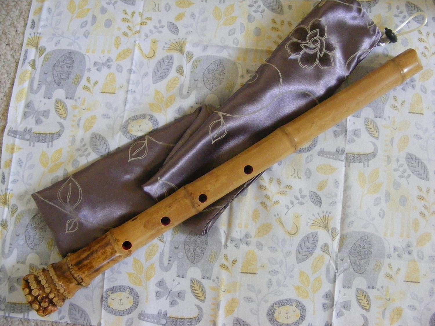 Shakuhachi – Flauta de bambú Shakuhachi estándar 1.8 con extremo de raíz y boquilla shakuhachi corte borde natural instrumento zen. instrumento