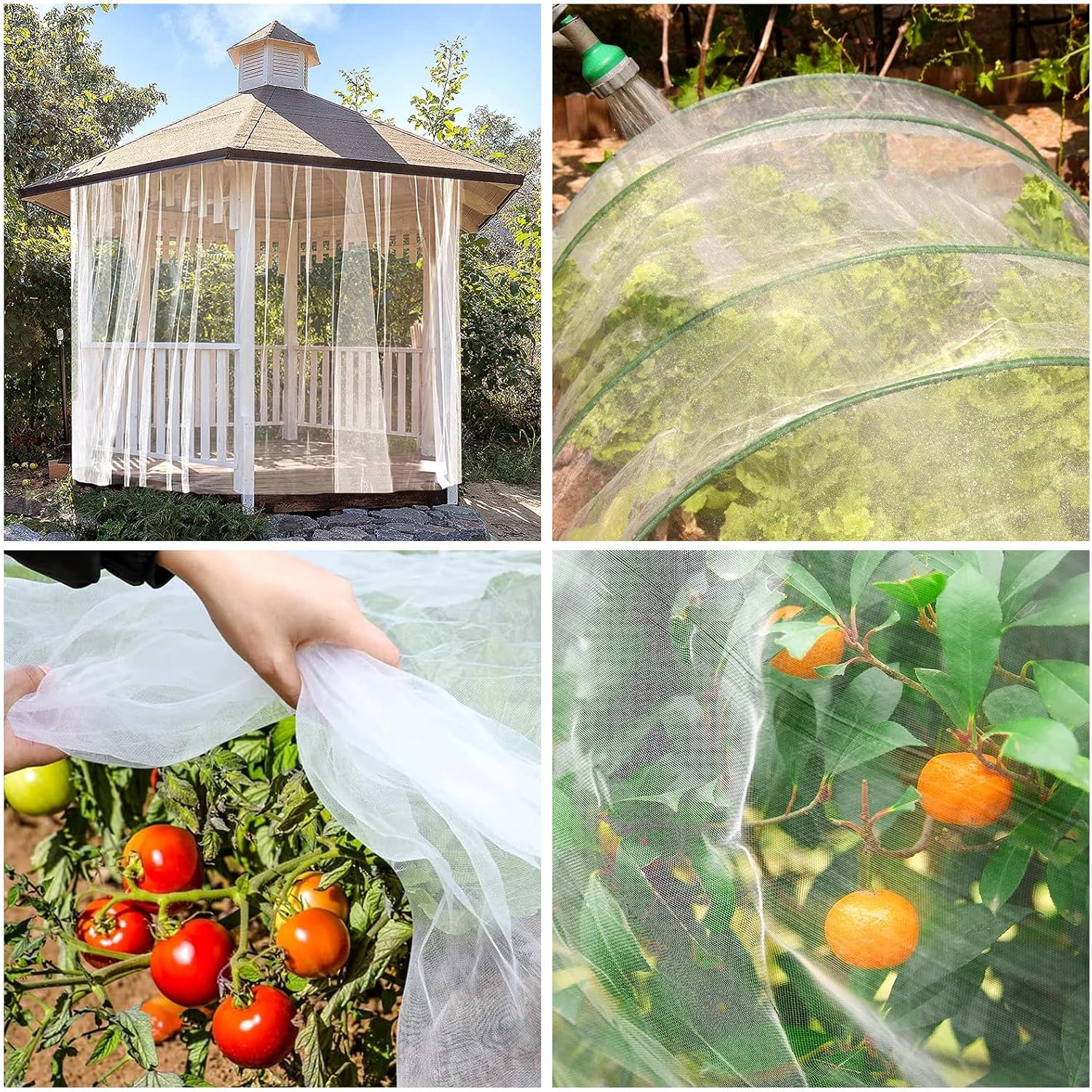 Red de insectos, red de jardín para protección del jardín, mosquitera de malla fina para árbol de cigarras, invernadero (8 pies x 25 pies, blanco)